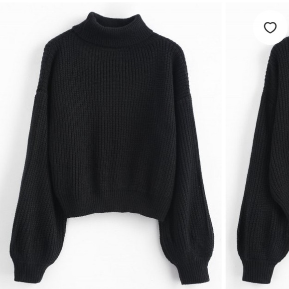 turtleneck lantern sleeve sweater
